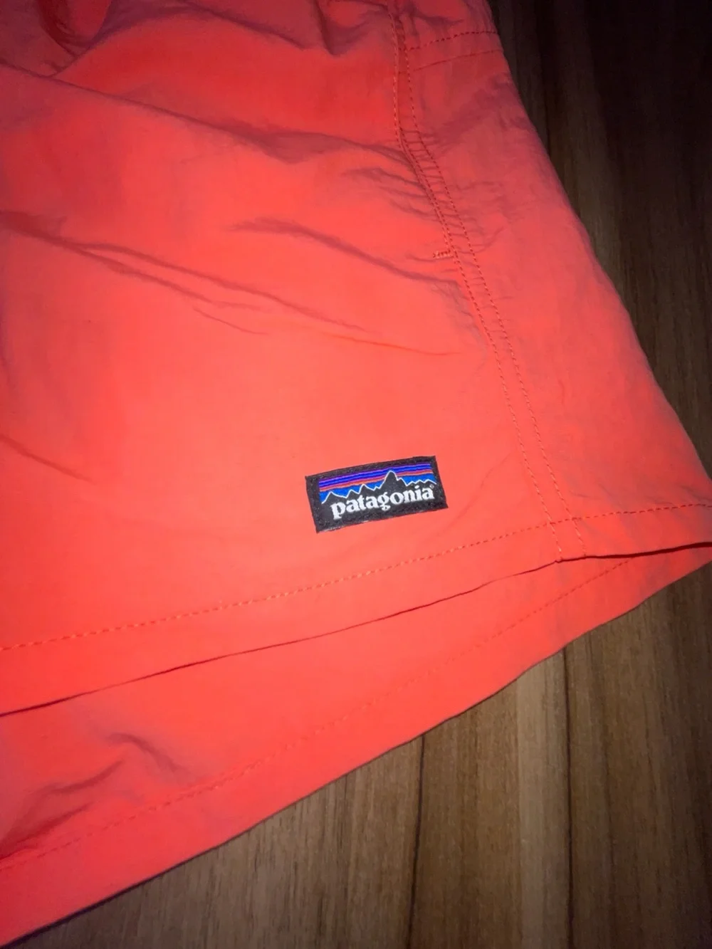 Patagonia Coral Shorts  with Teal Waistband and Purple Drawcord L